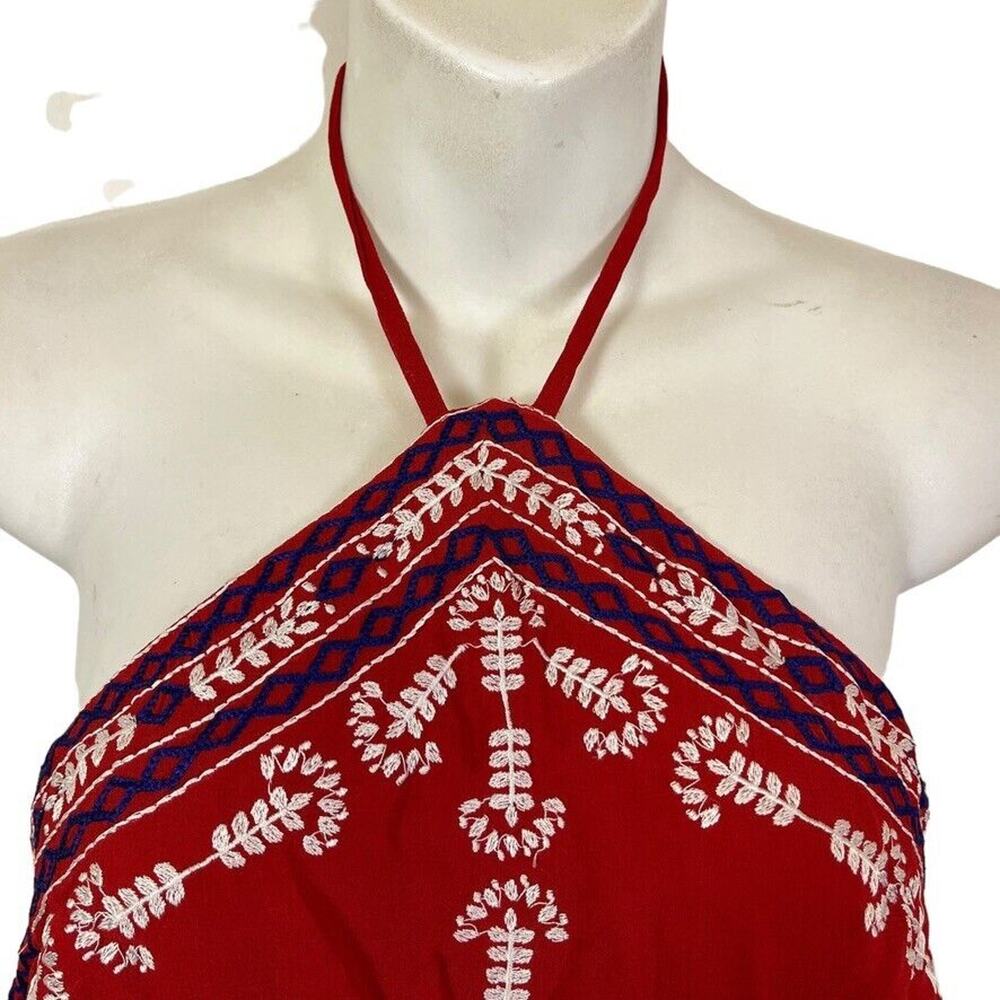 Top Shop Topshop Womens Red White Blue Embroidered Romper Shorts Halter NWT sz 2 - Picture 5 of 15